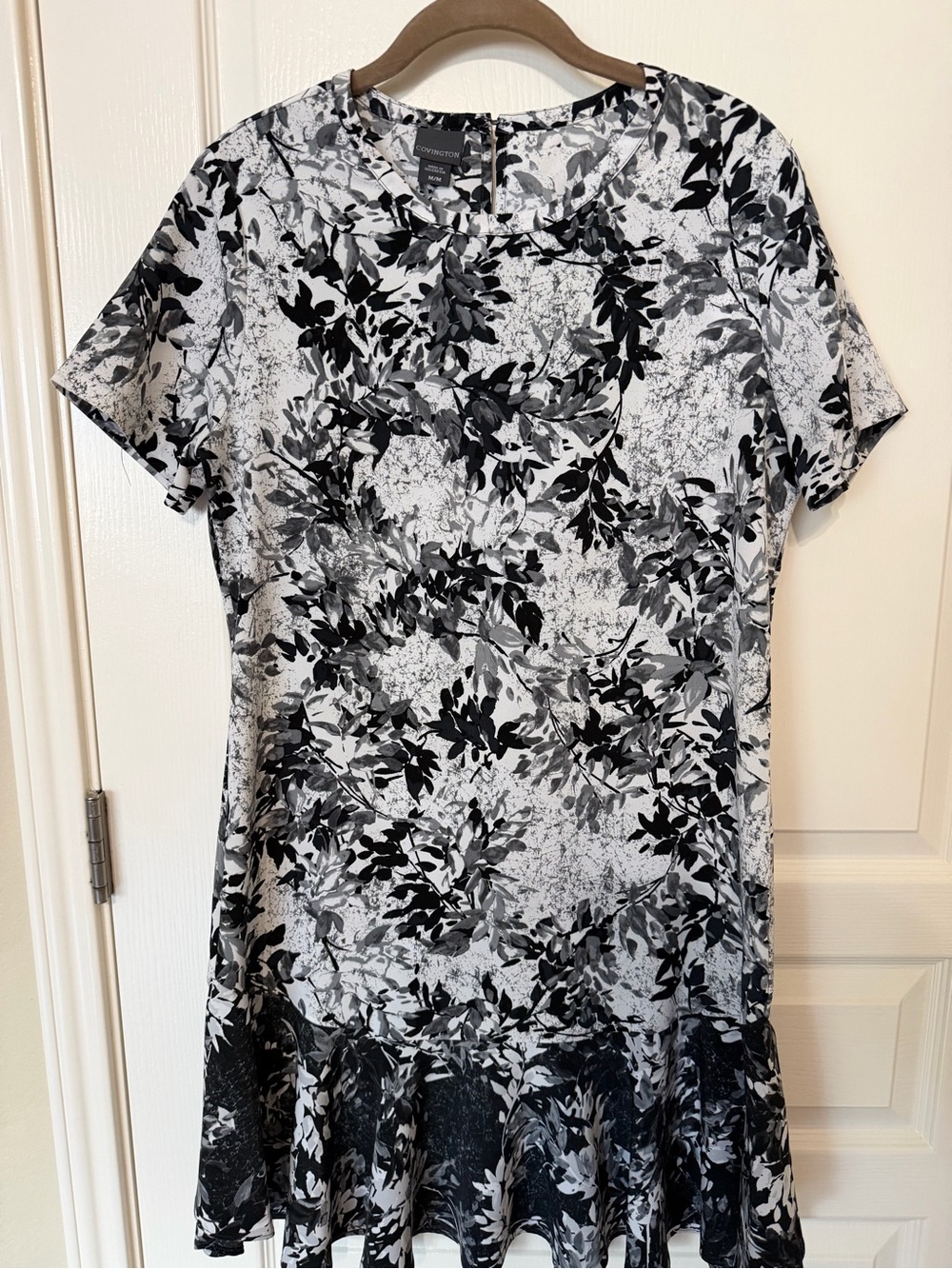 Covington Black & Gray Floral Print Dress